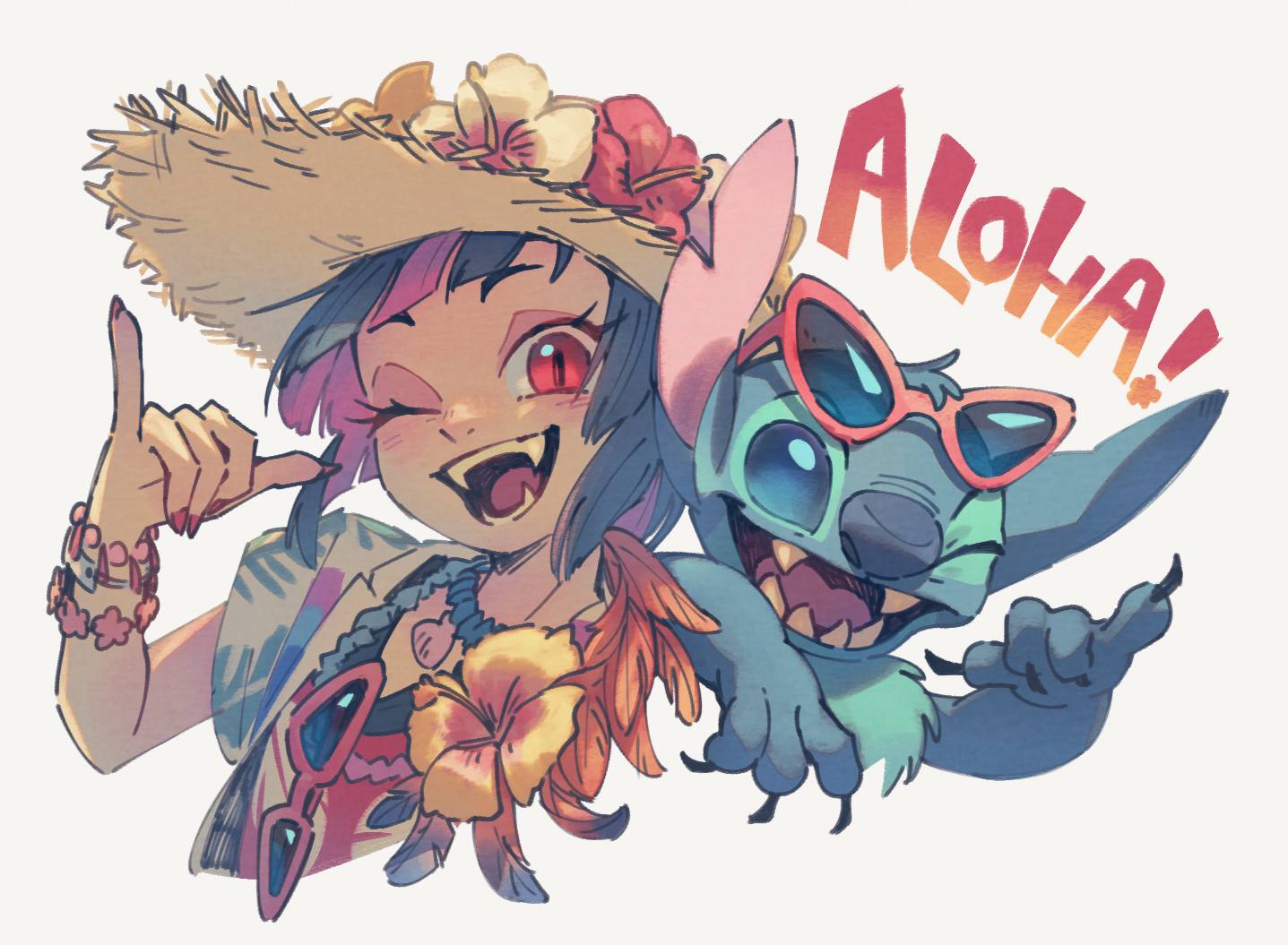 Stitch & Lilia Vanrouge ?? © うかた • Pixiv #twistedwonderland 