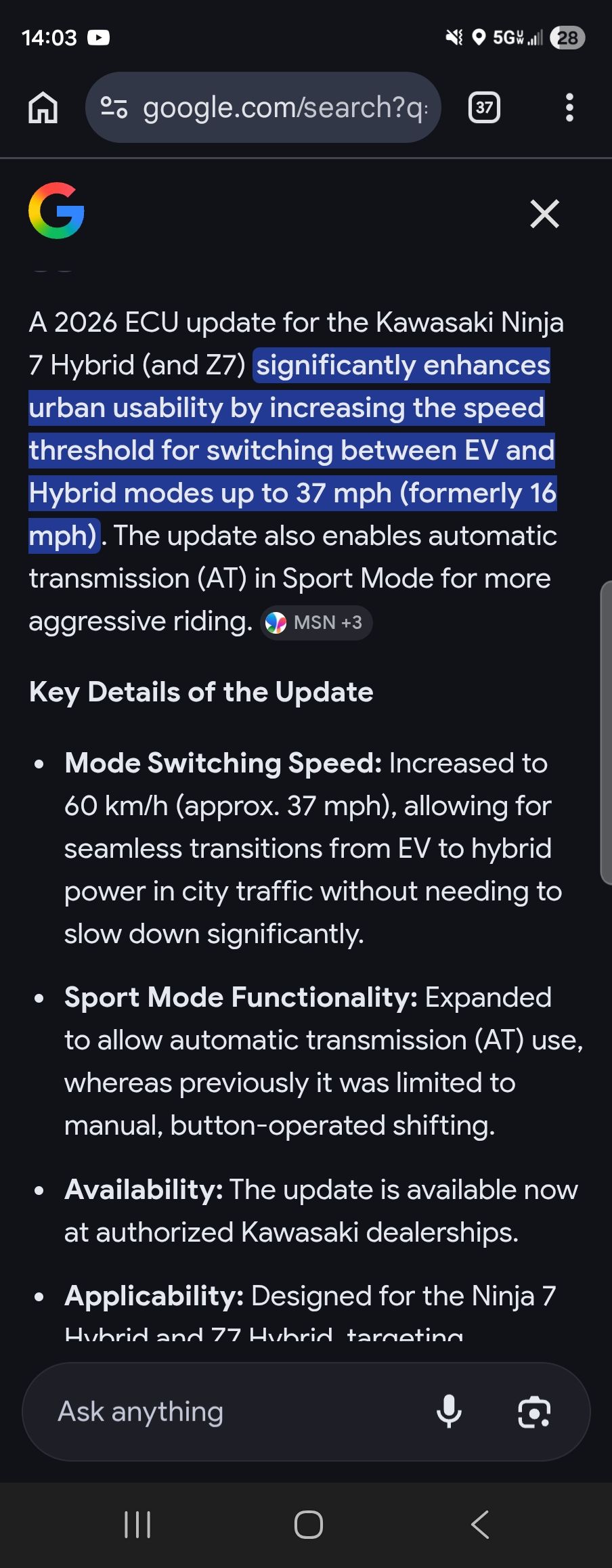 Kawasaki ECU update released on April 3rd