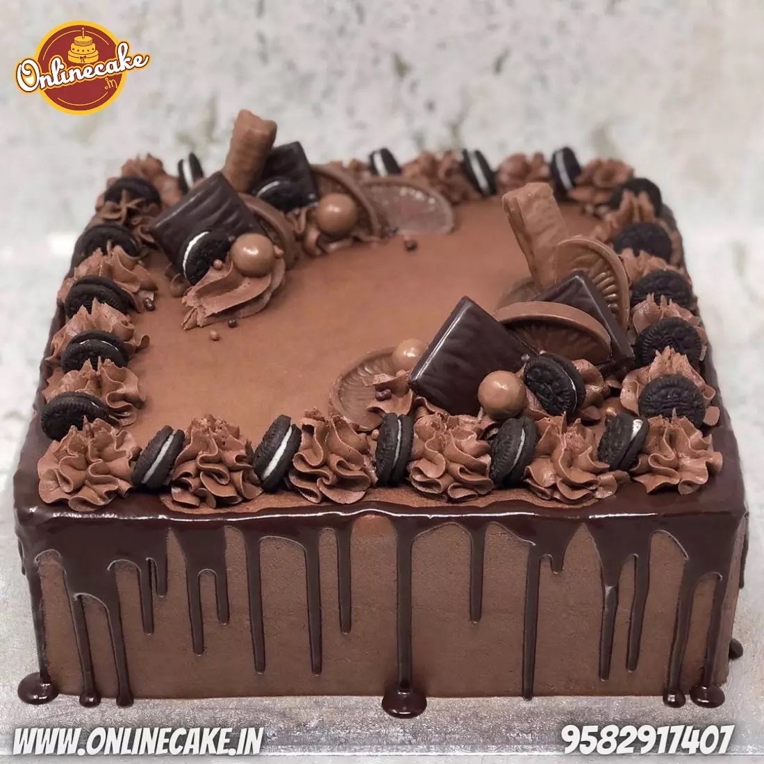 Onlinecake.in - Rectangular Oreo Chocolate Cake Delivering Delhi NCR ...