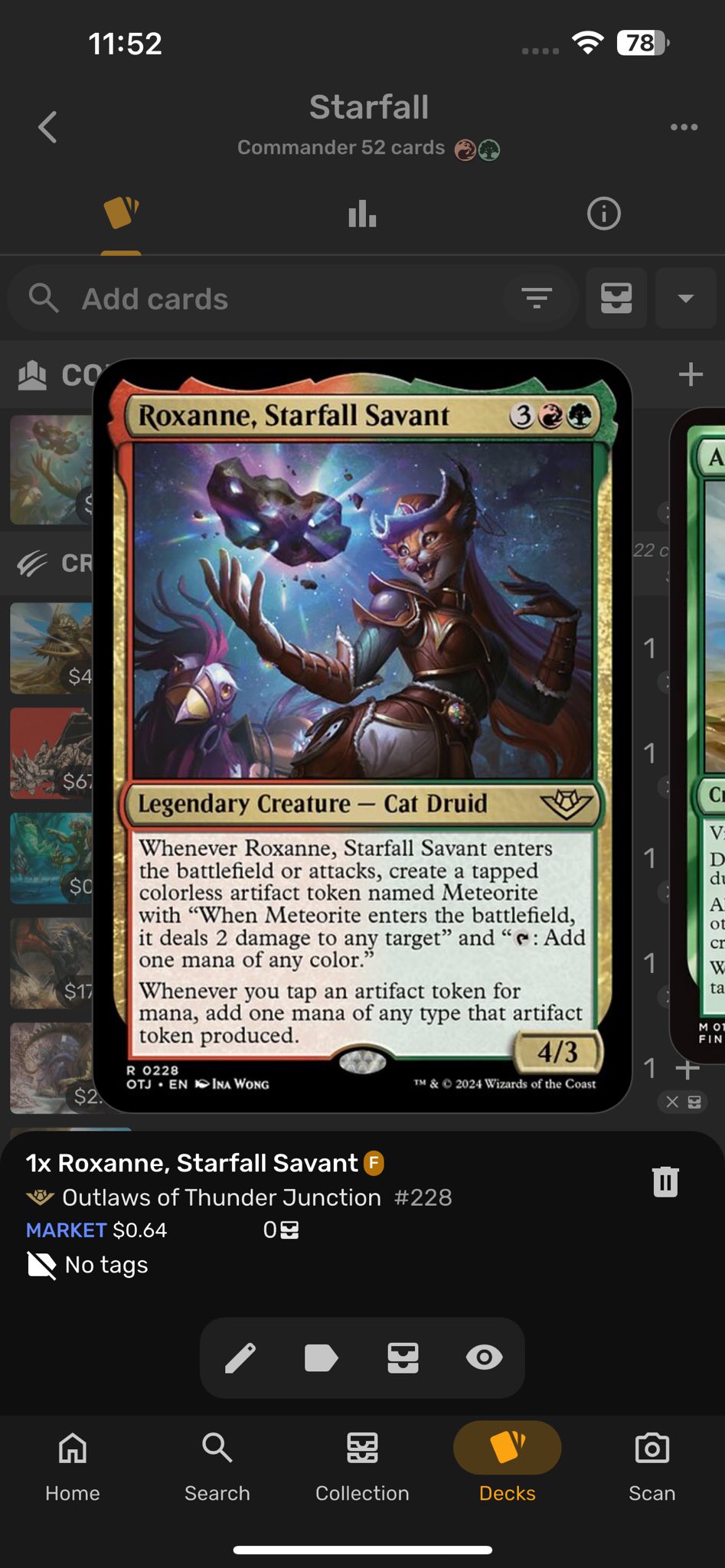 mtg roxanne starfall savant commander deck Roxanne, [228] [Outlaws of Thunder Junction] [Foil]  Face to Face Games add one mana of any type that artifact token produced For those of you who