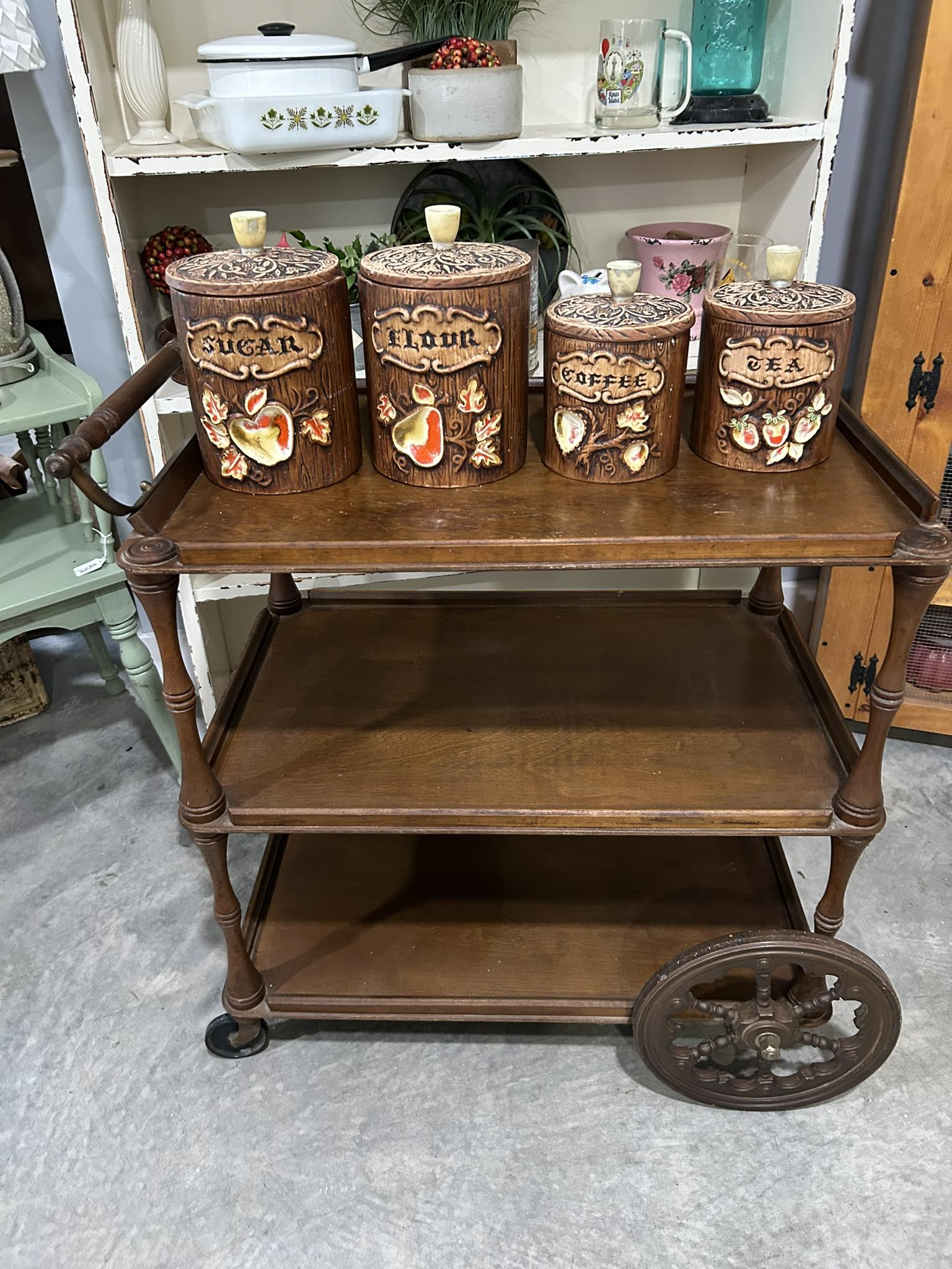 SOLD Antique white distressed tea cart! Perfect for entertaining