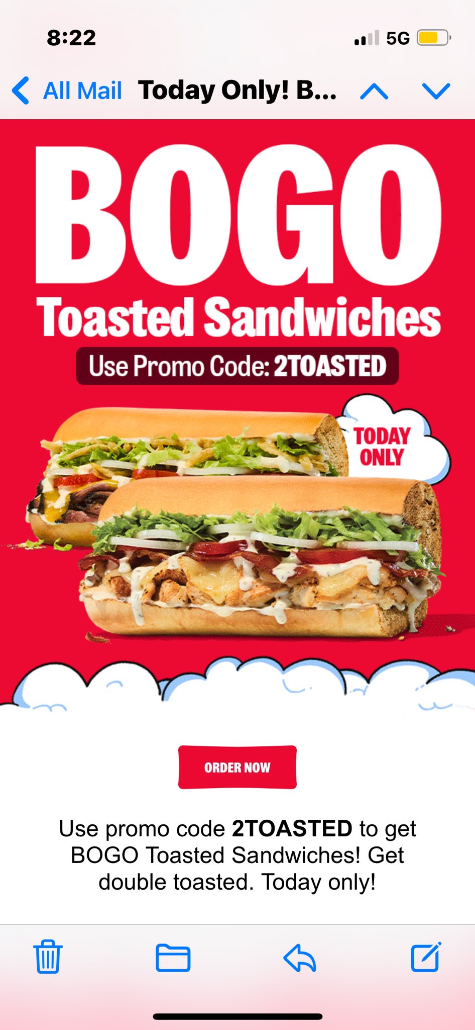 Buy one get one free subs at Jimmy John's and Potbelly