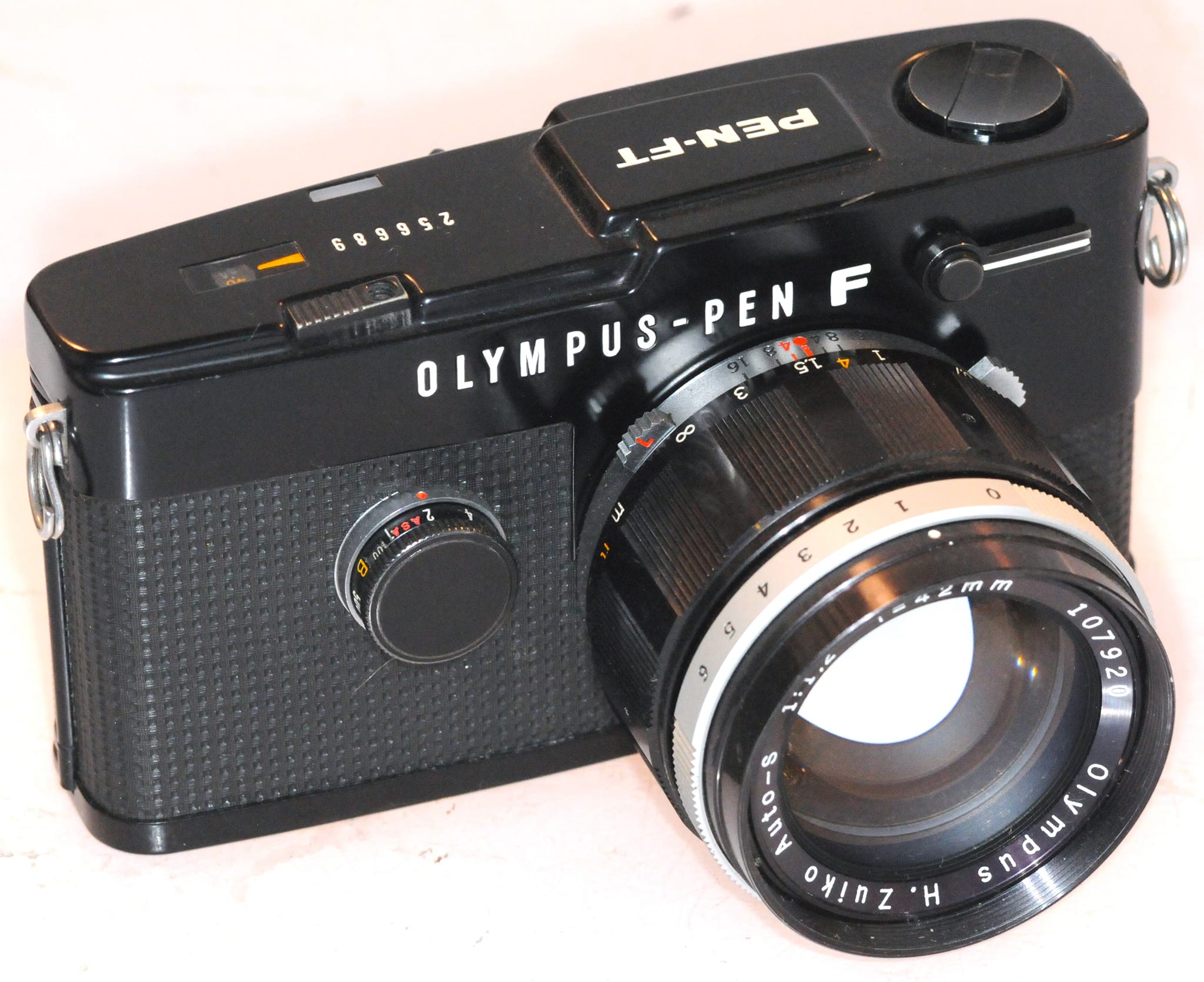 Olympus Pen FT with 16mm OM Zuiko fisheye lens on half frame