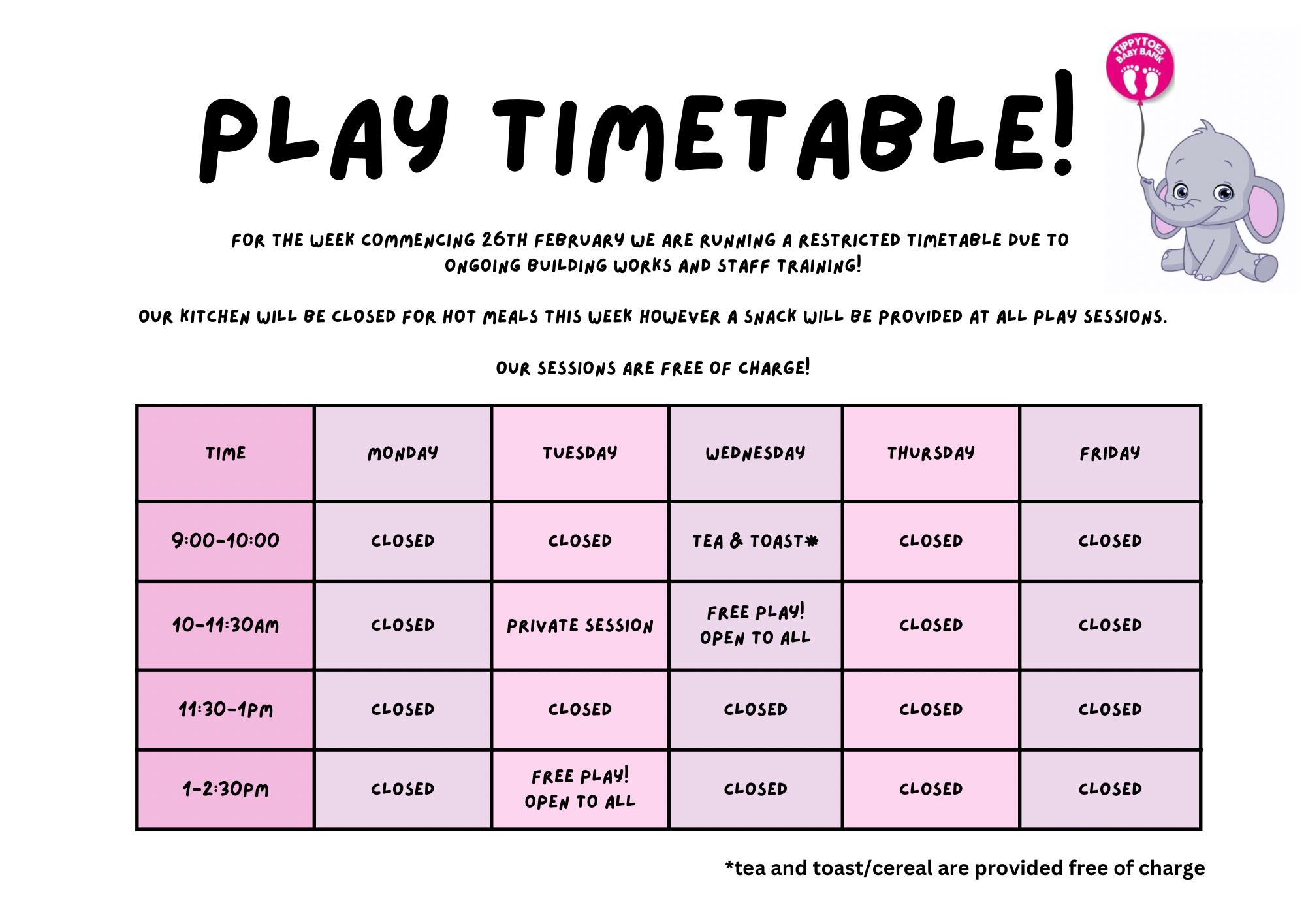 Roots - Our first timetable at the new centre! Our new play worker ...
