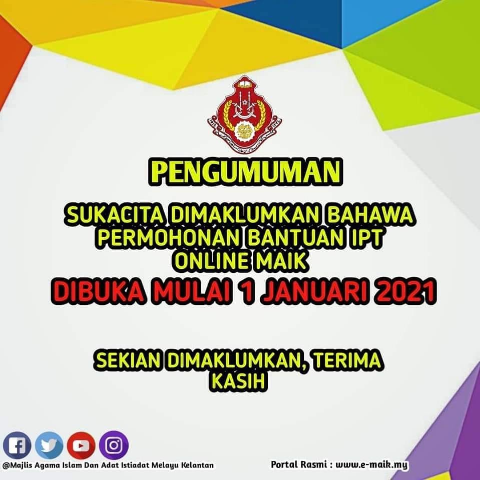 Masjid Al Ghufran Chiku 5 6 Makluman Sistem Bantuan Ipt Online Telah Dibuka Bagi Memudahkan Urusan Pelajar Membuat Urusan Permohonan Secara Atas Talian Sila Klik Https Www E Maik My V2 Index Php Ms E Perkhidmatan Kami Bantuan Ipt Online Jangan