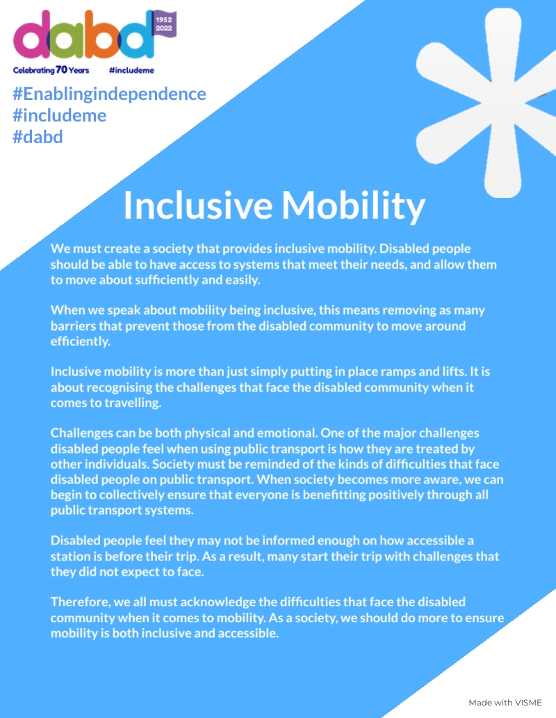 DABD - 'The Importance of Inclusive Mobility' #dabd... | Facebook