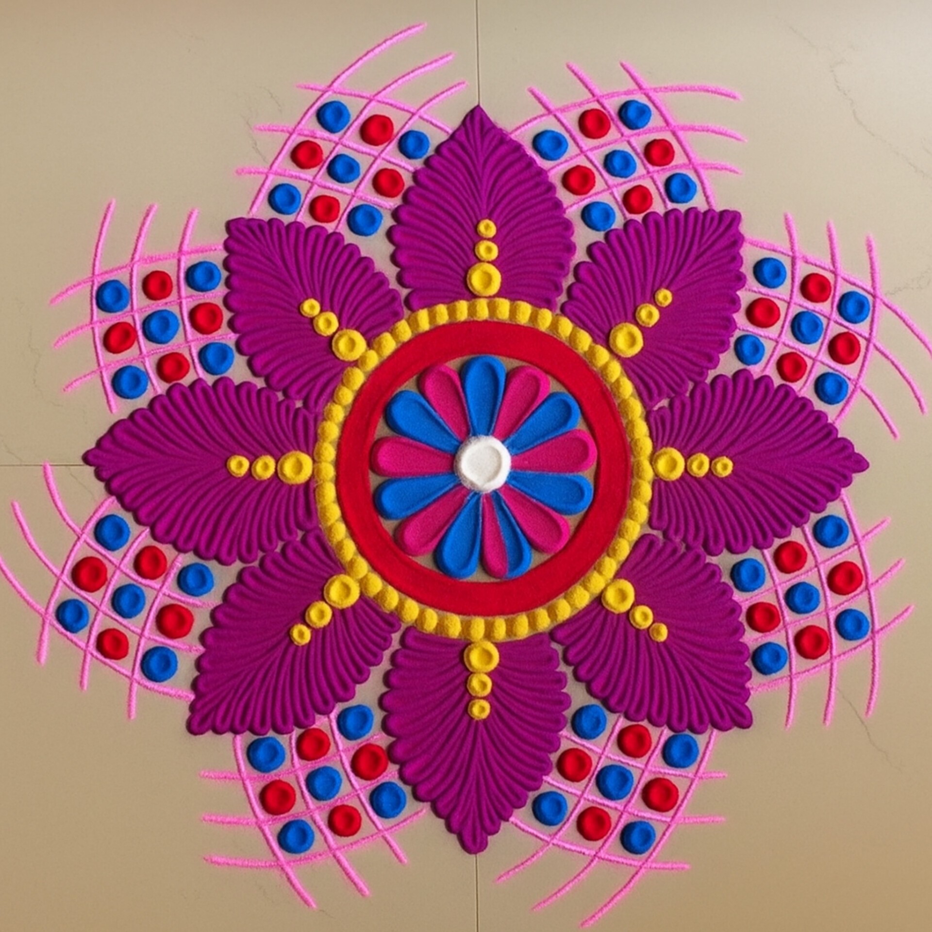 Bharati - Simple and Easy rangoli design ️ 🌺 💫 #simplerangoli # ...