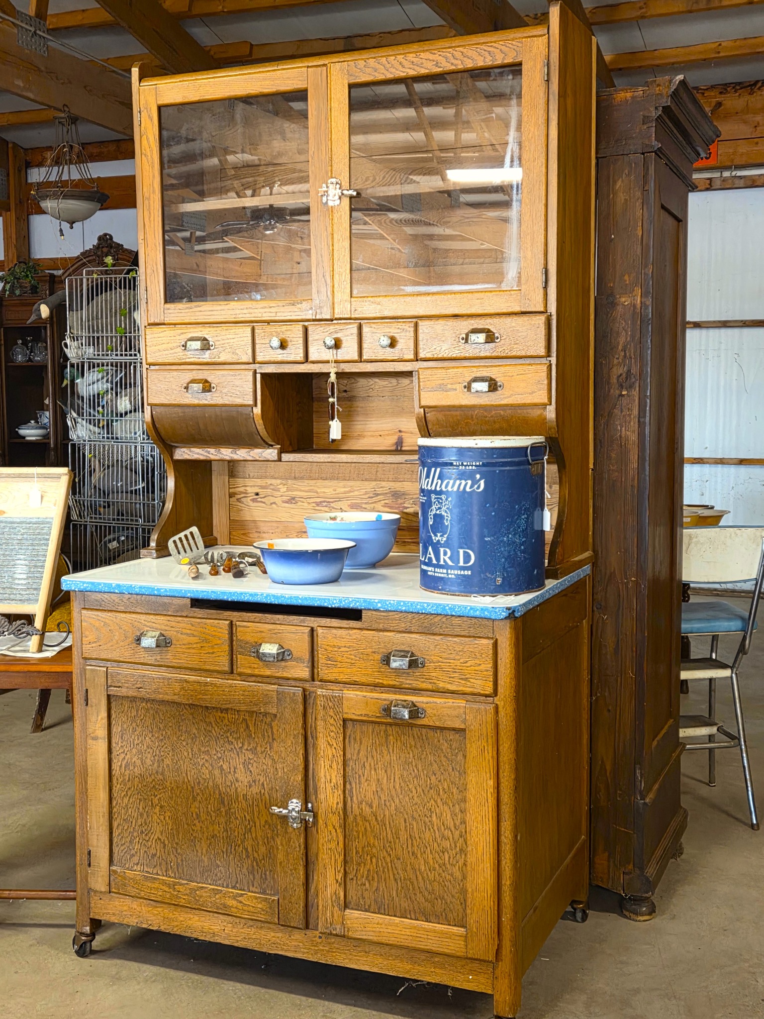 This is a vintage Broyhill Fontana pine china cabinet. $269. And