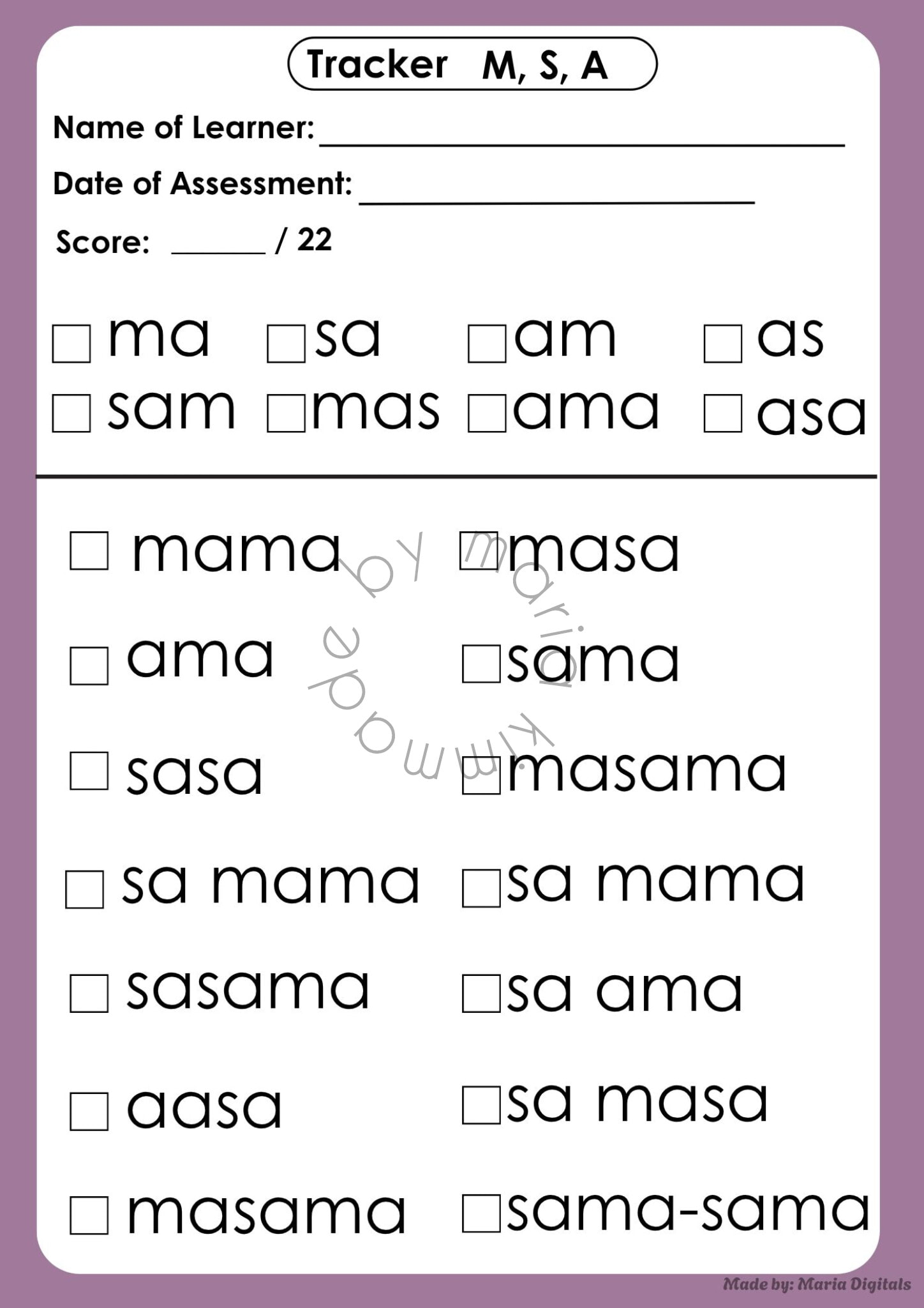 GRADE 2 MATATAG FILES | CVC Reading Tracker | Facebook