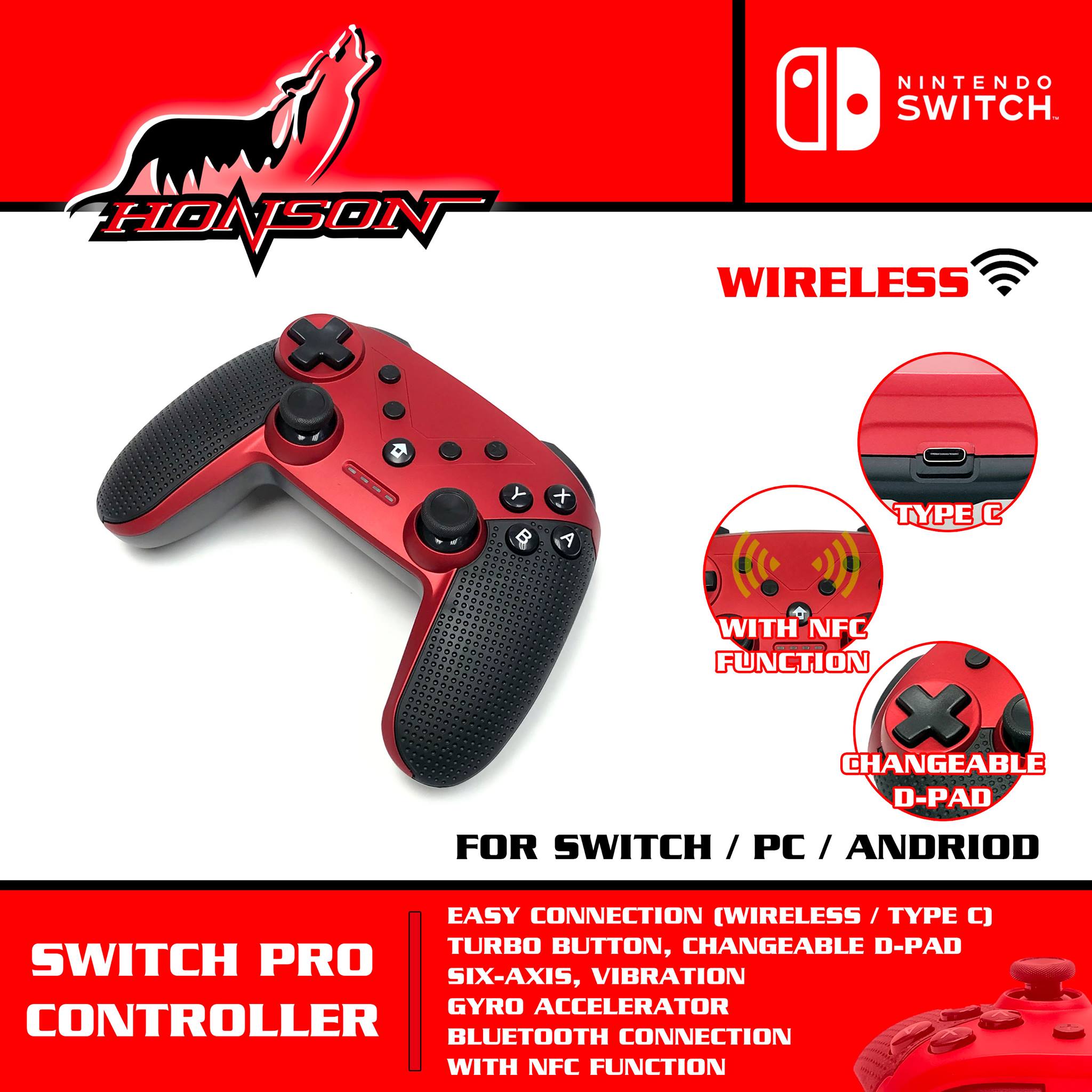 遙控坊 - 全新 🔥 HONSON 🔥 任天堂 Nintendo Switch 專用 🎮 NFC 無線手制 🎮...