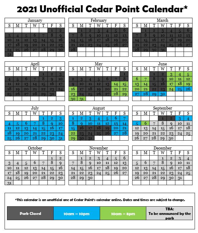 CPRundown - Here's a printable / easy to read park calendar. These ...