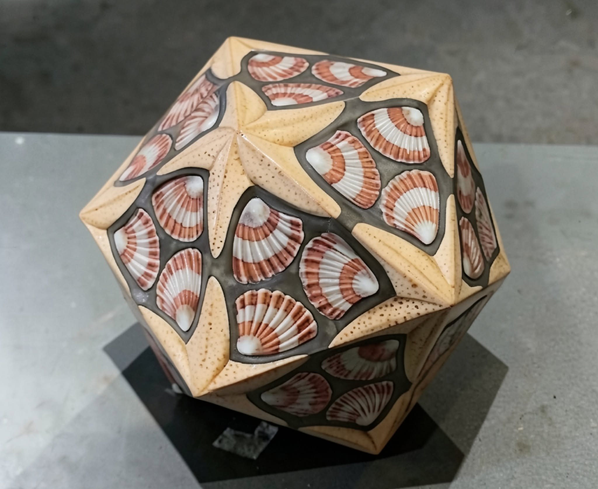 M.C. Escher icosahedron tin box design