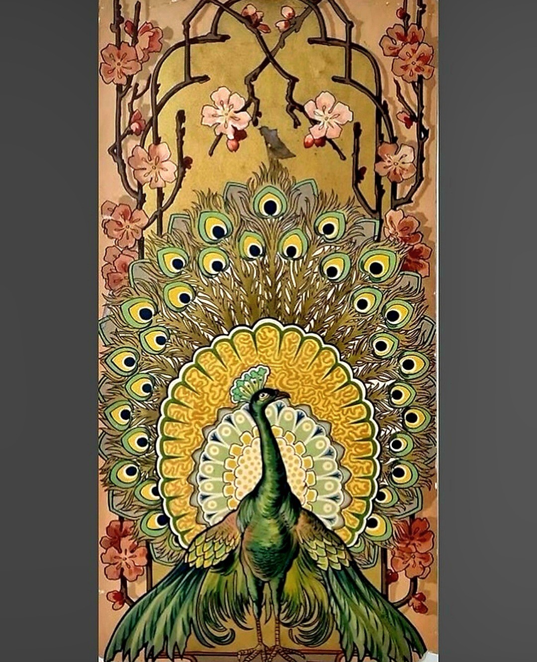 J. Hardy, 'Lady with peacock', etching and aquatint with hand