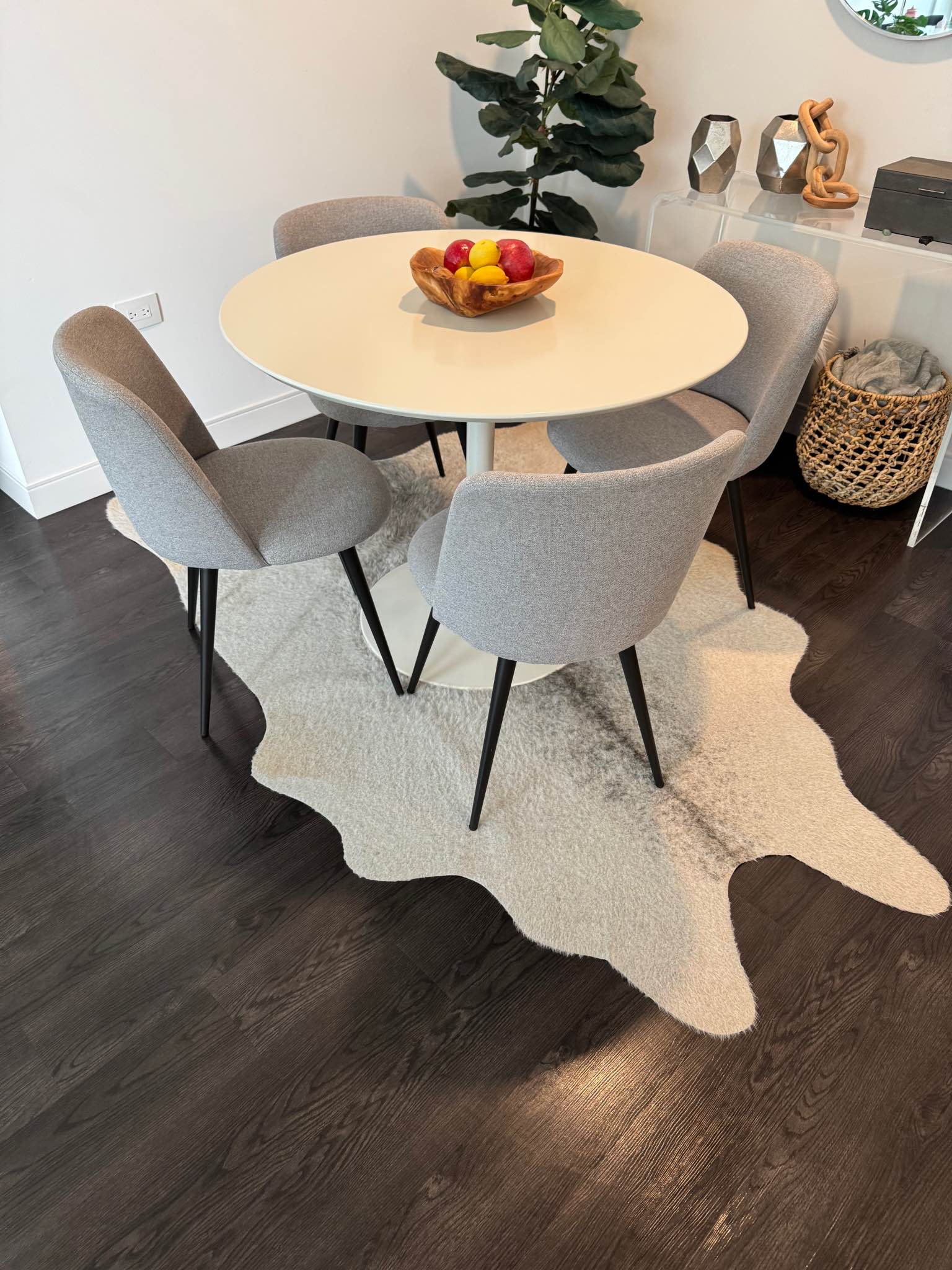 CB2 Odyssey White Dining Table + 4 West Elm Lila Chairs (set) - Dining ...
