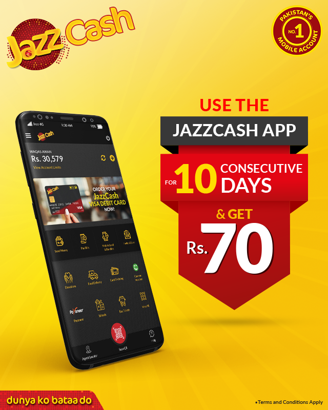 JazzCash - Reward ho tou aisa! Win Rs. 70 by simply using JazzCash App ...