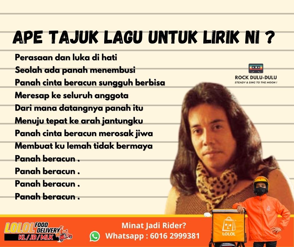Rock Dulu Dulu Ape Tajuk Lagu Untuk Lirik Ni Nak Jadi Rider Delivery Mohon Disini Https Blogmy Lolol Com 2021 01 Permohonan Lolol Rider Html Wasap Https Lololrider Wasap My Facebook