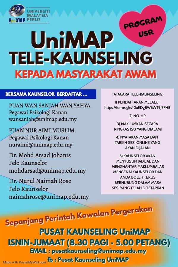 Perkhidmatan Tele Kaunseling Universiti Malaysia Perlis Facebook
