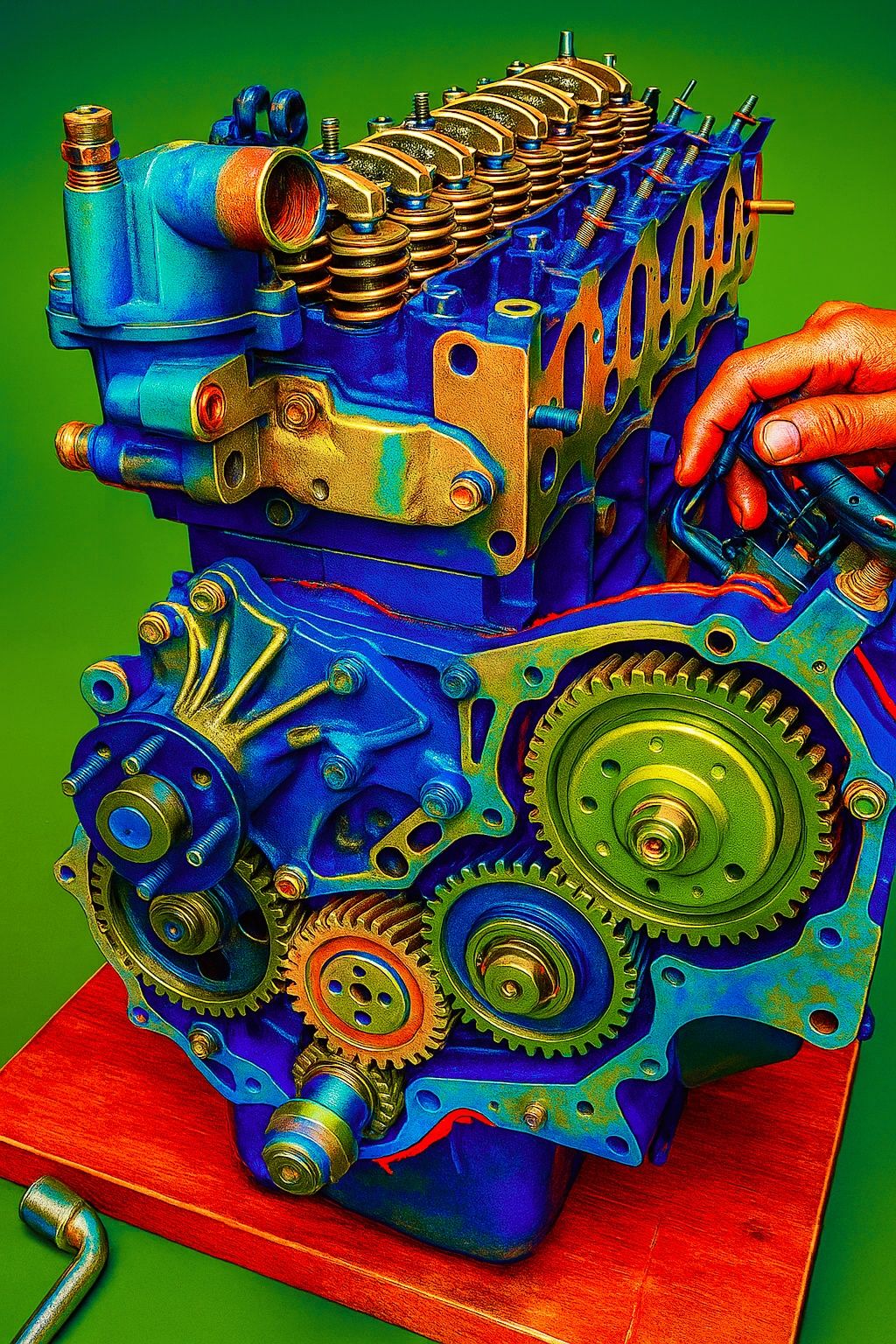The image displays a vibrant, stylized depiction of an internal ...