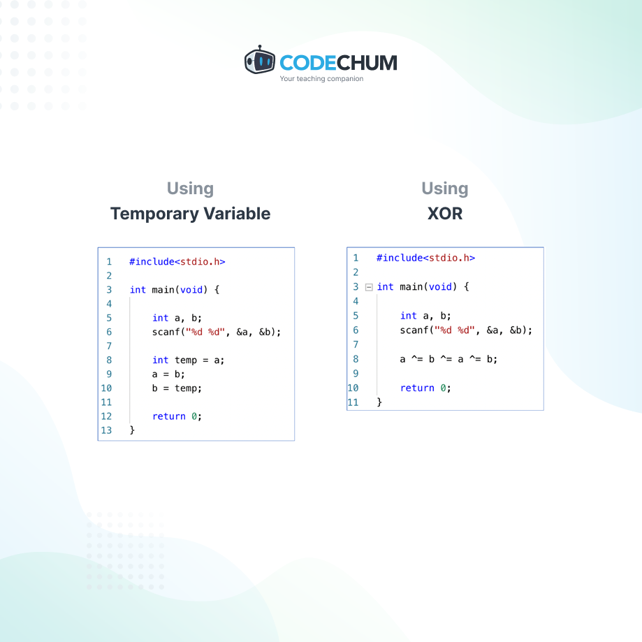 CodeChum - Did you know that you can actually swap the... | Facebook