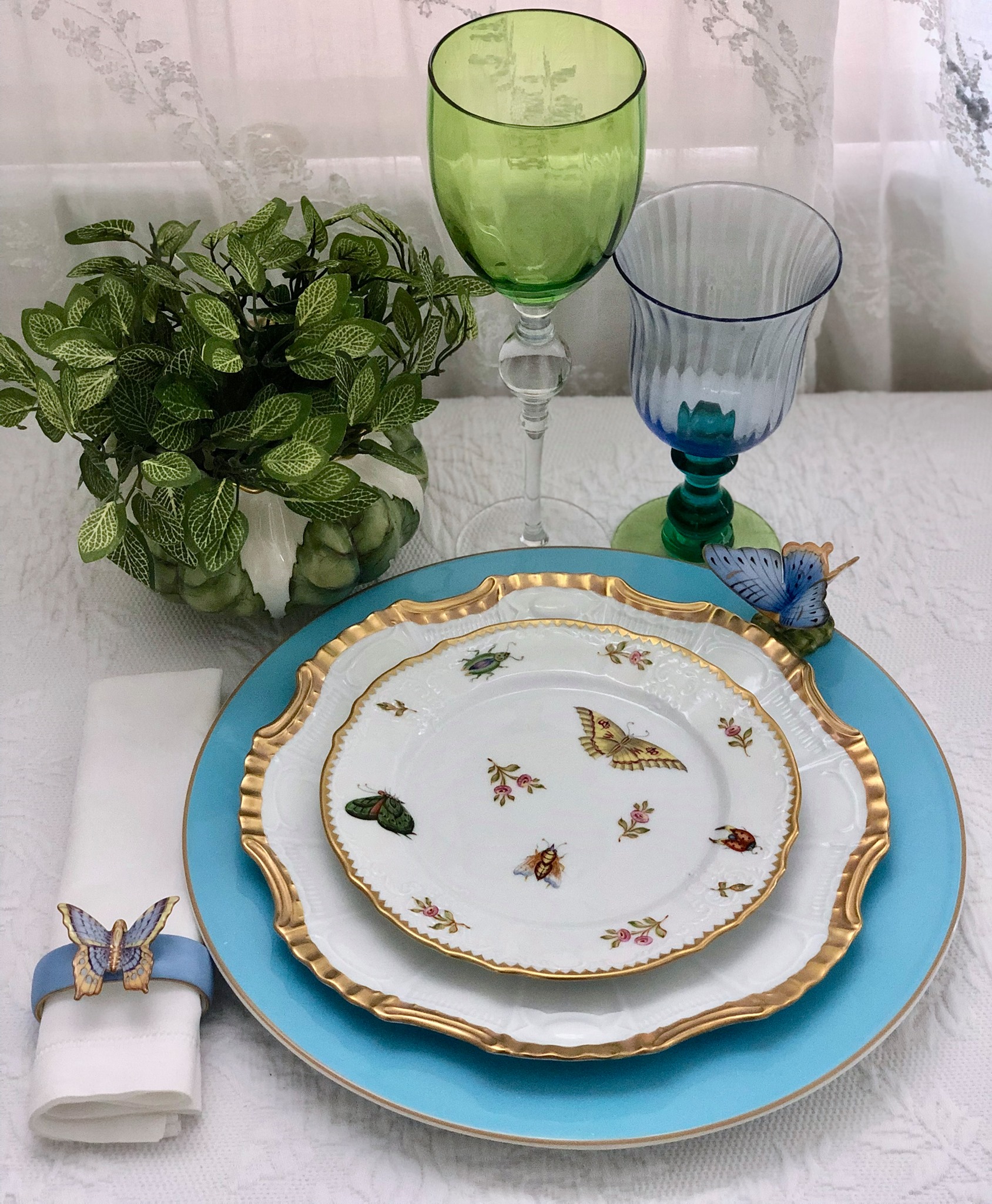 My most detailed and intricately hand painted table setting. This is a ...