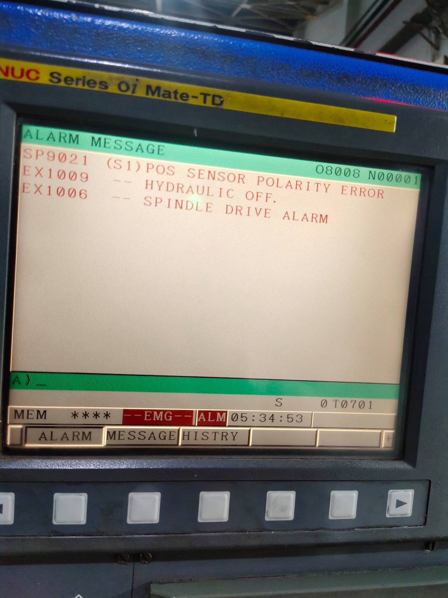 How to stop alarm during M04 anti-clockwise spindle rotation