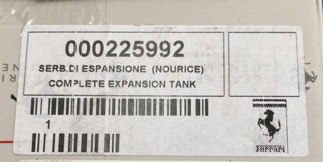 Ferrari California Expansion Tank genuine parts 225992
