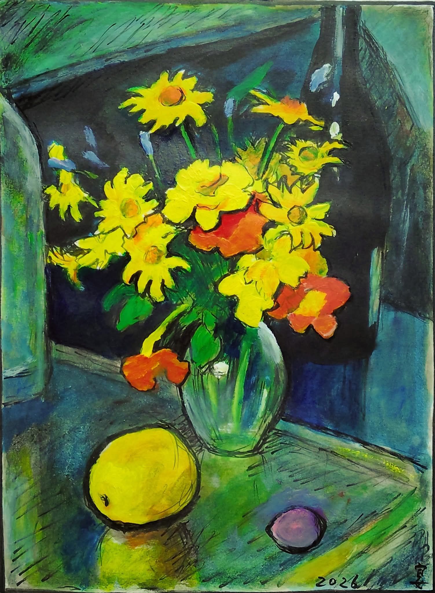 花と靴の油彩画 花と靴の油彩画 花と靴の油彩画