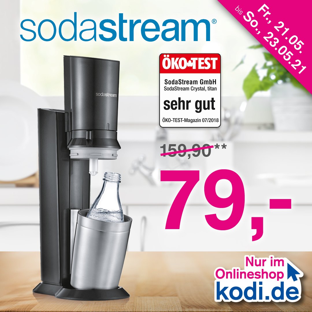 📢 Unser exklusives Online-Angebot: Den SodaStream Crystal 2.0 inkl. O,6 L Glaskaraffe und C02-Zylinder haben wir für euch auf 79,- Euro reduziert! Das Angebot gilt bis Sonntag und nur bei uns im