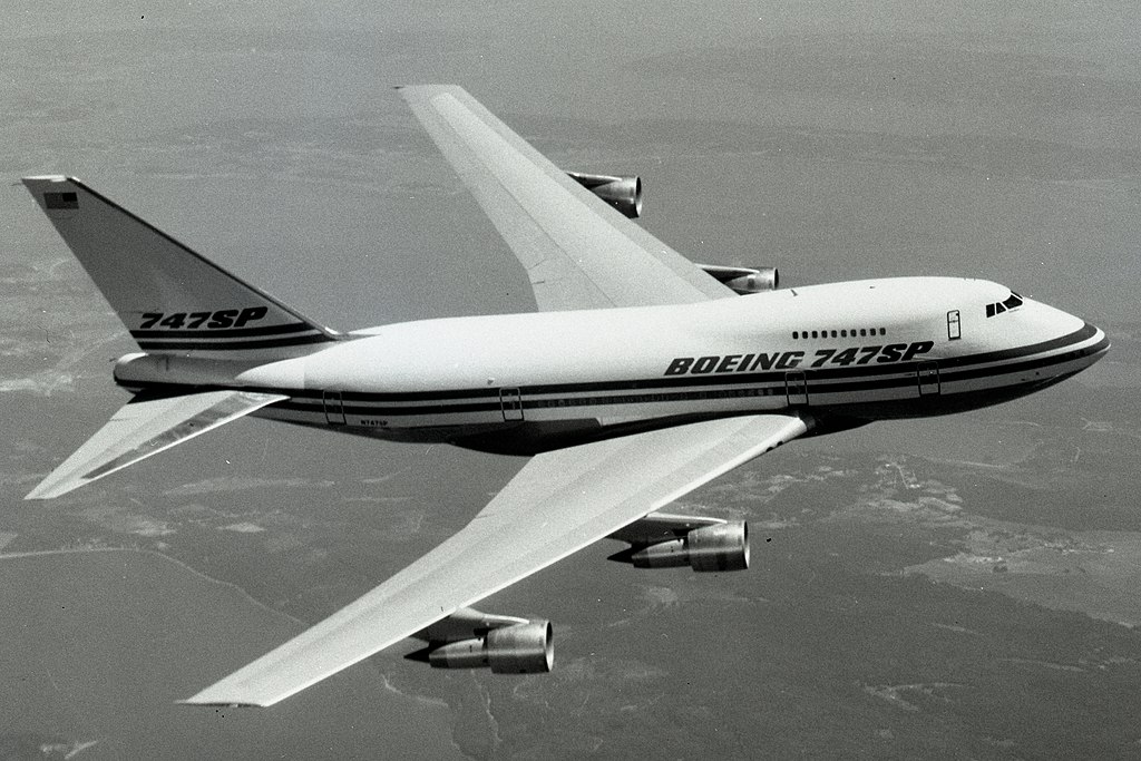 Pan Am Boeing 747SP model with historic flight records