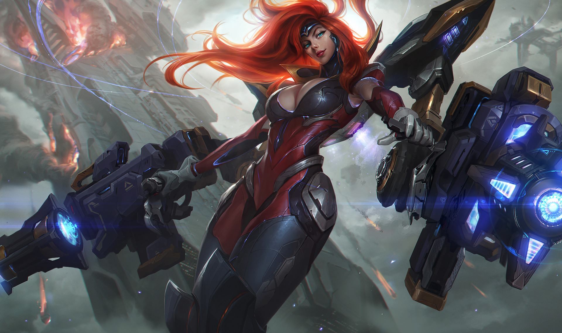 Splash art for the upcoming GUN GODDESS MISS FORTUNE skin! 