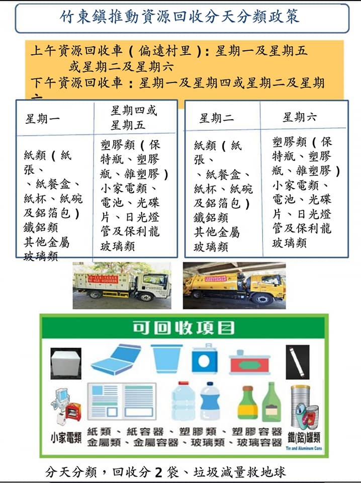 竹東鎮公所 竹東鎮推動資源回收分天分類政策 4月起加強垃圾分類破袋檢查 Facebook