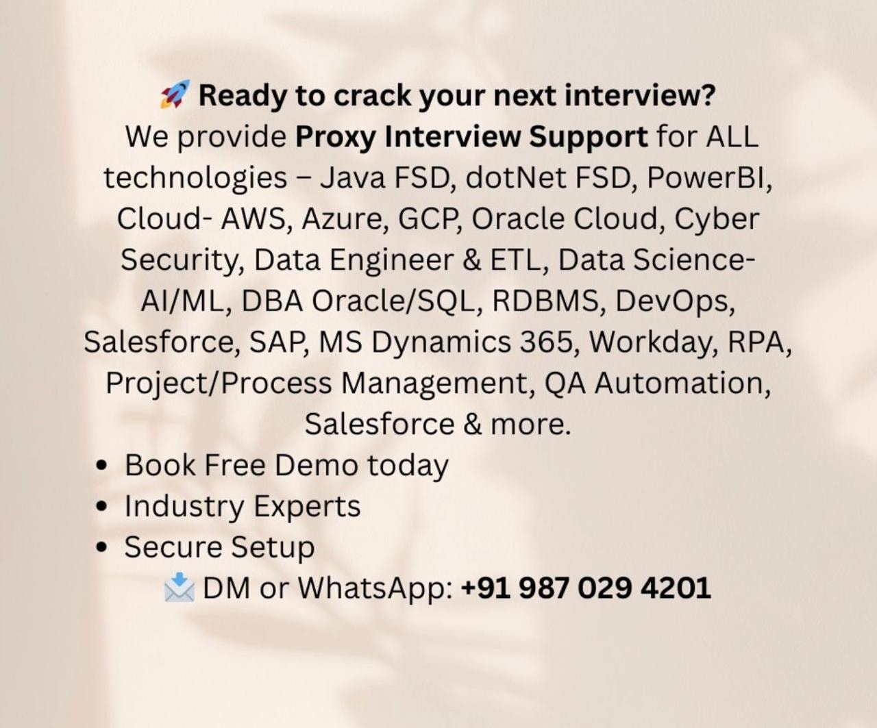Job support , proxy interviews and trainings for US candidate s | Facebook