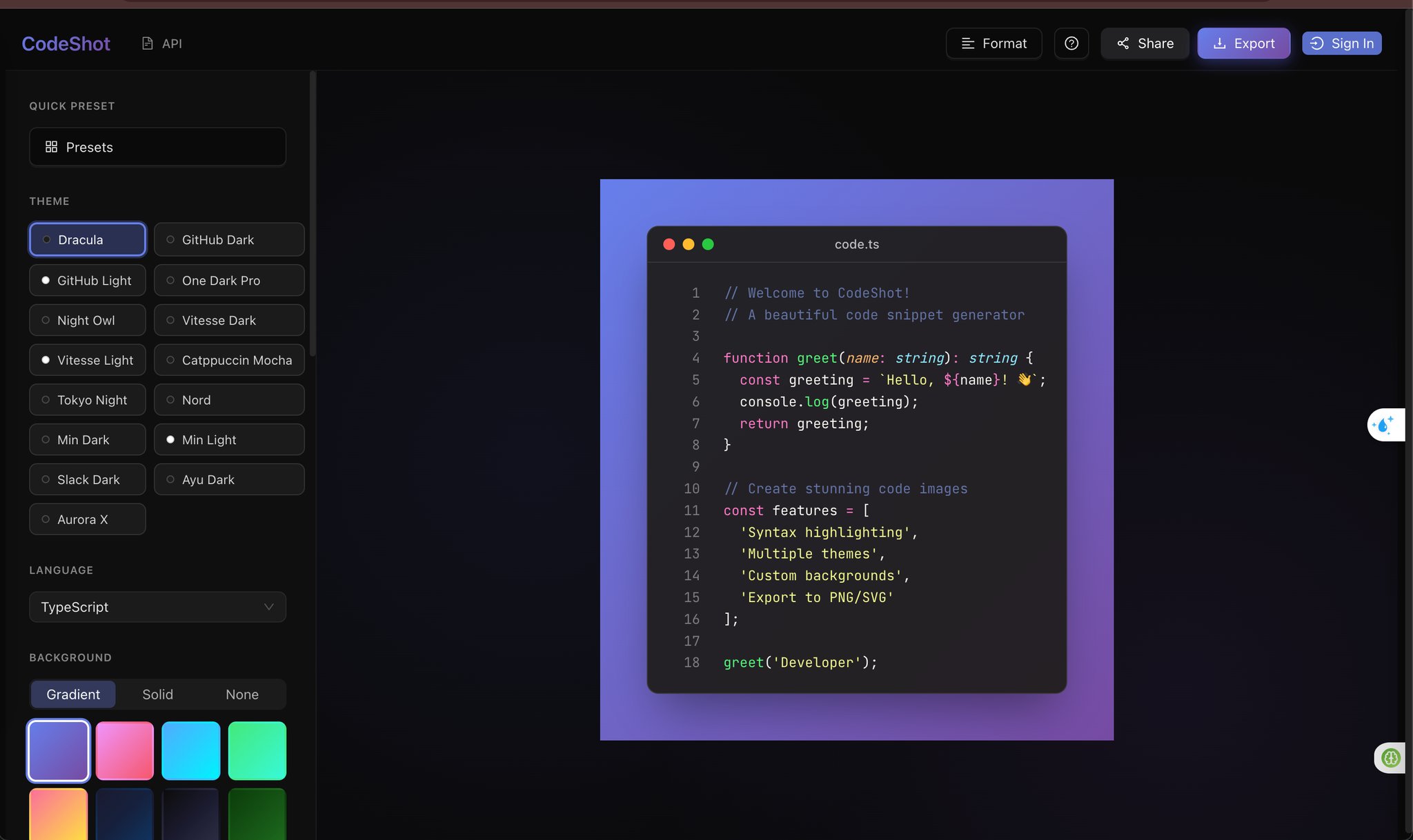 J2TEAM Community 🇻🇳 | 📢 [Chia sẻ] **CodeShot** - Công cụ tạo ảnh code ...