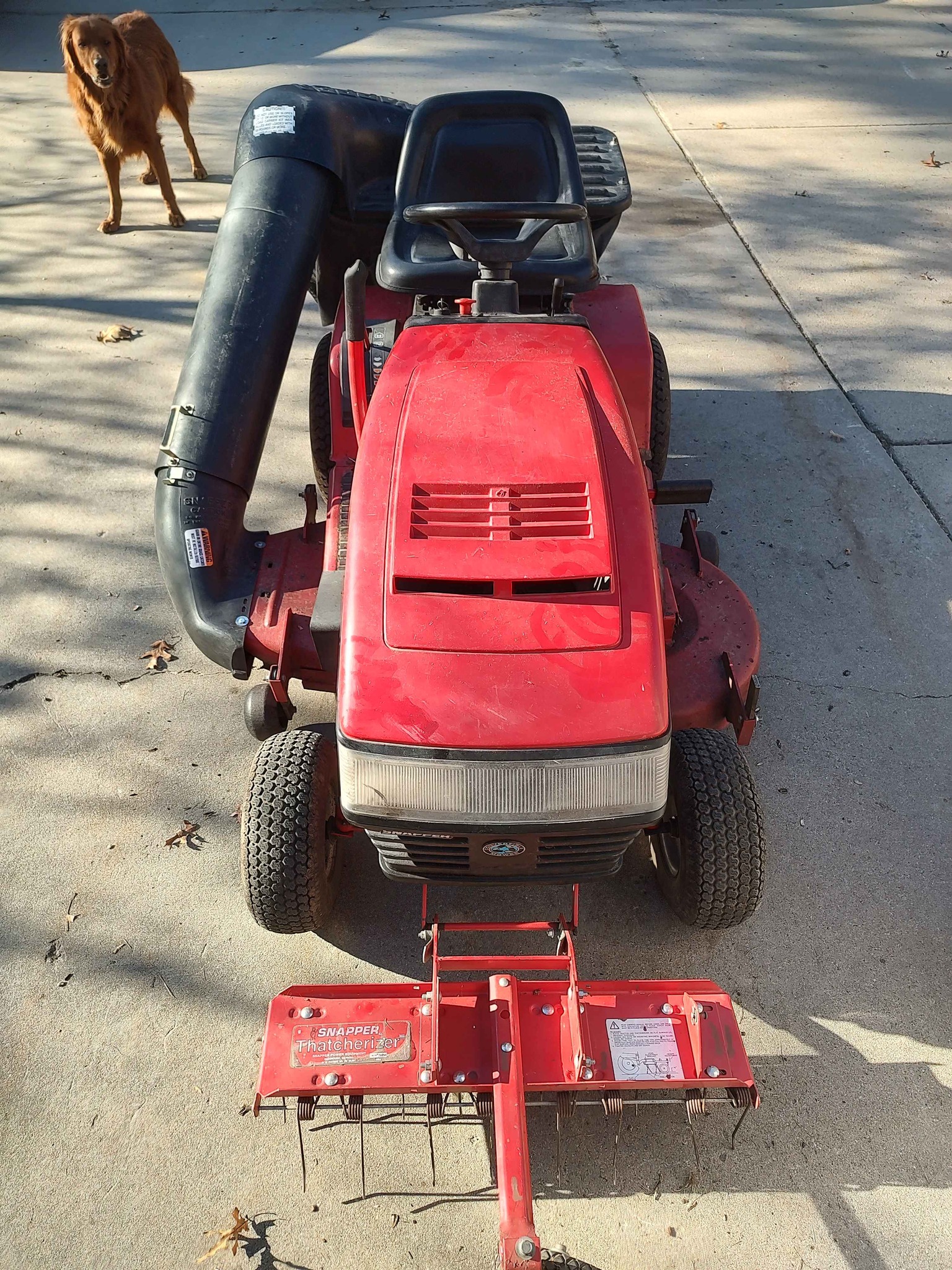 Snapper riding lawn mower with bagger and thatcher - Lawn Mowers ...