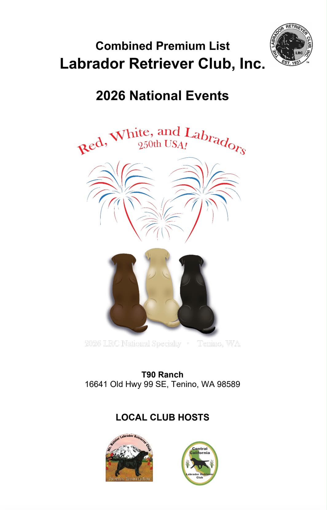 テスト Labrador Club's 2026 National Specialty Events in Tenino, WA