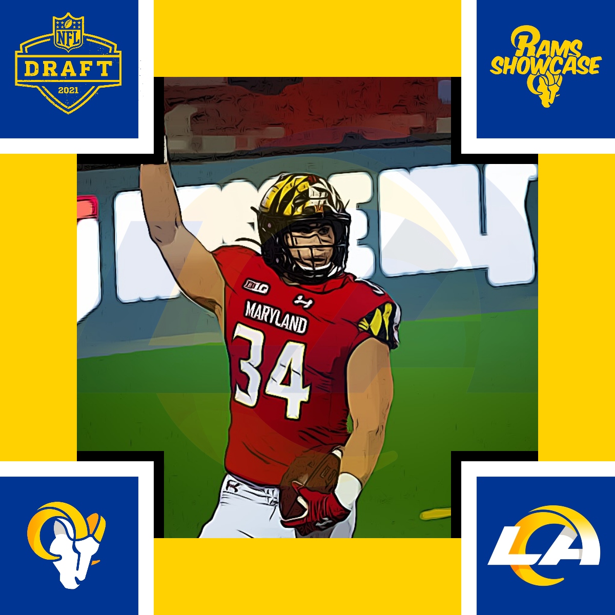 Rams Showcase - The LA Rams select RB Jake Funk with the...