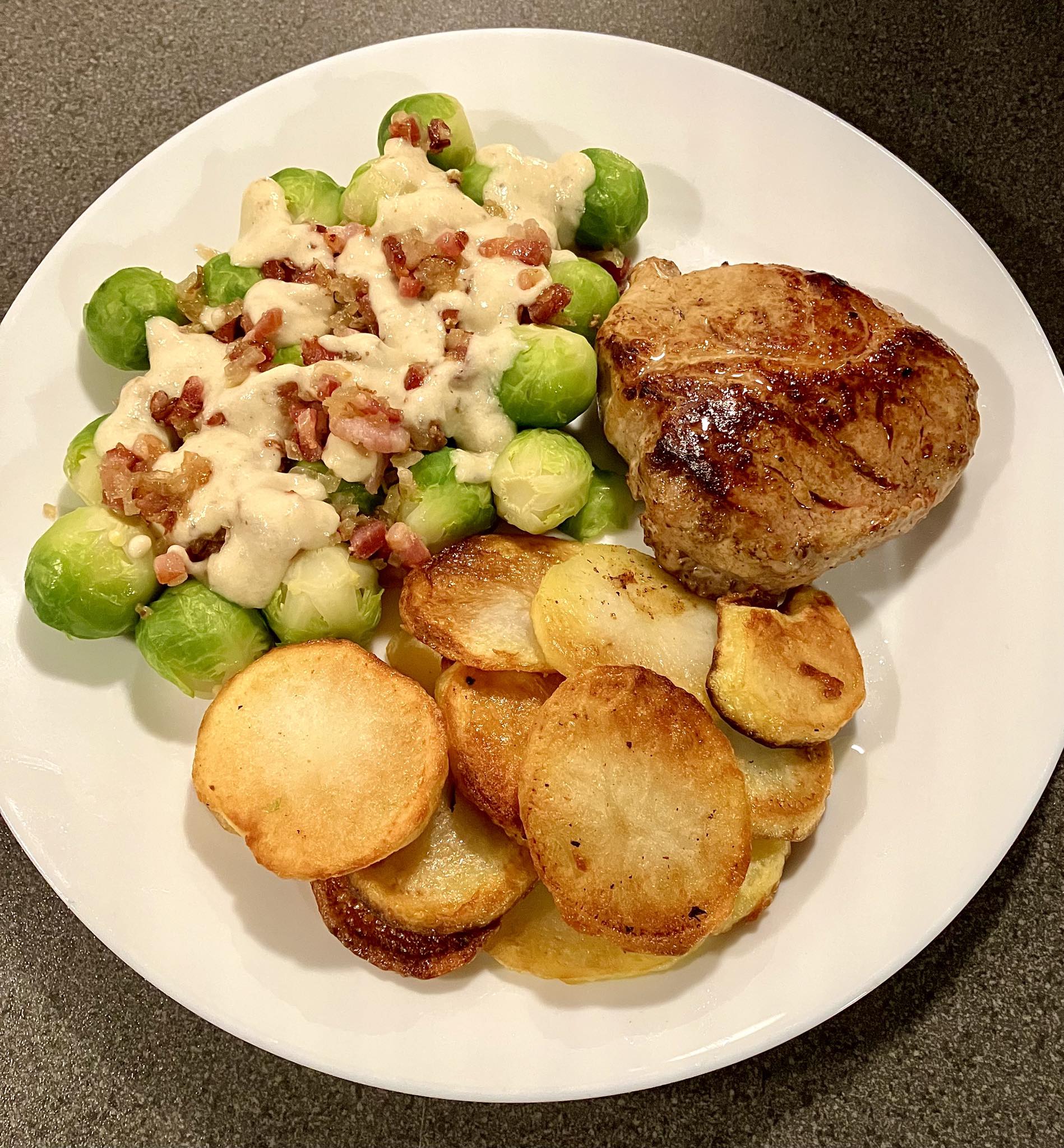 Passie voor: “koken”. | Spruitjes, met een (varkens Ribeye) en gebakken ...