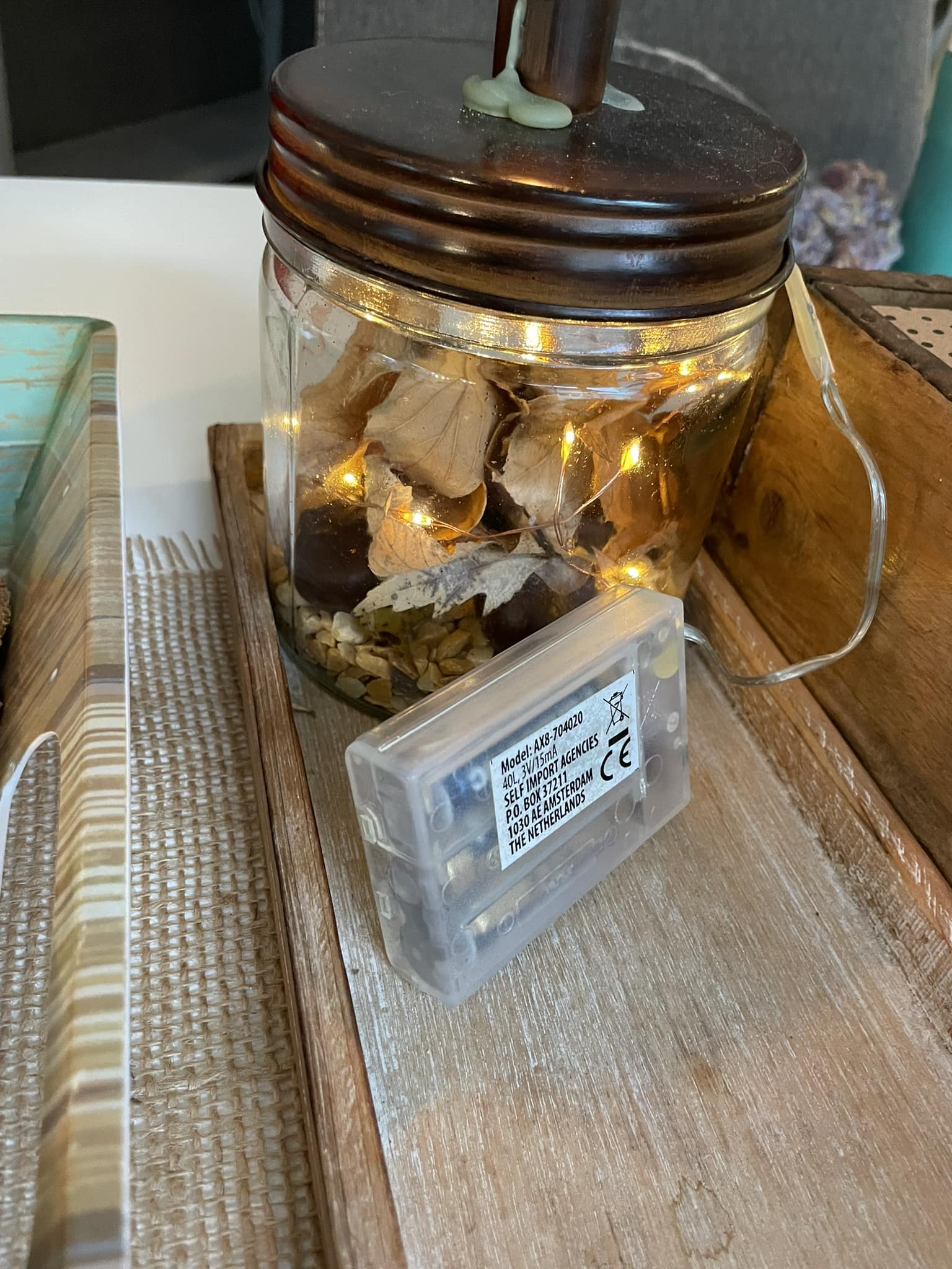 Allgemeine Frage: wie versteckt/kaschiert ihr solche Batteriekästchen? In das Glas reinstellen ist keine Option, dann wird die Lichterkette vermutlich nicht mehr angemacht 😅