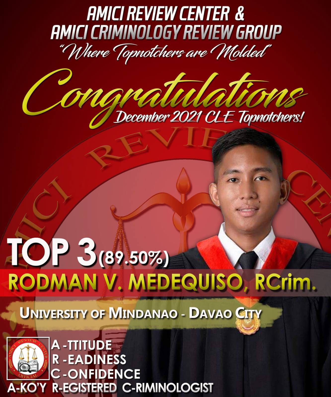 Amici - 2nd of 5 ARC Topnotchers Congratulations to the Top 3 of ...