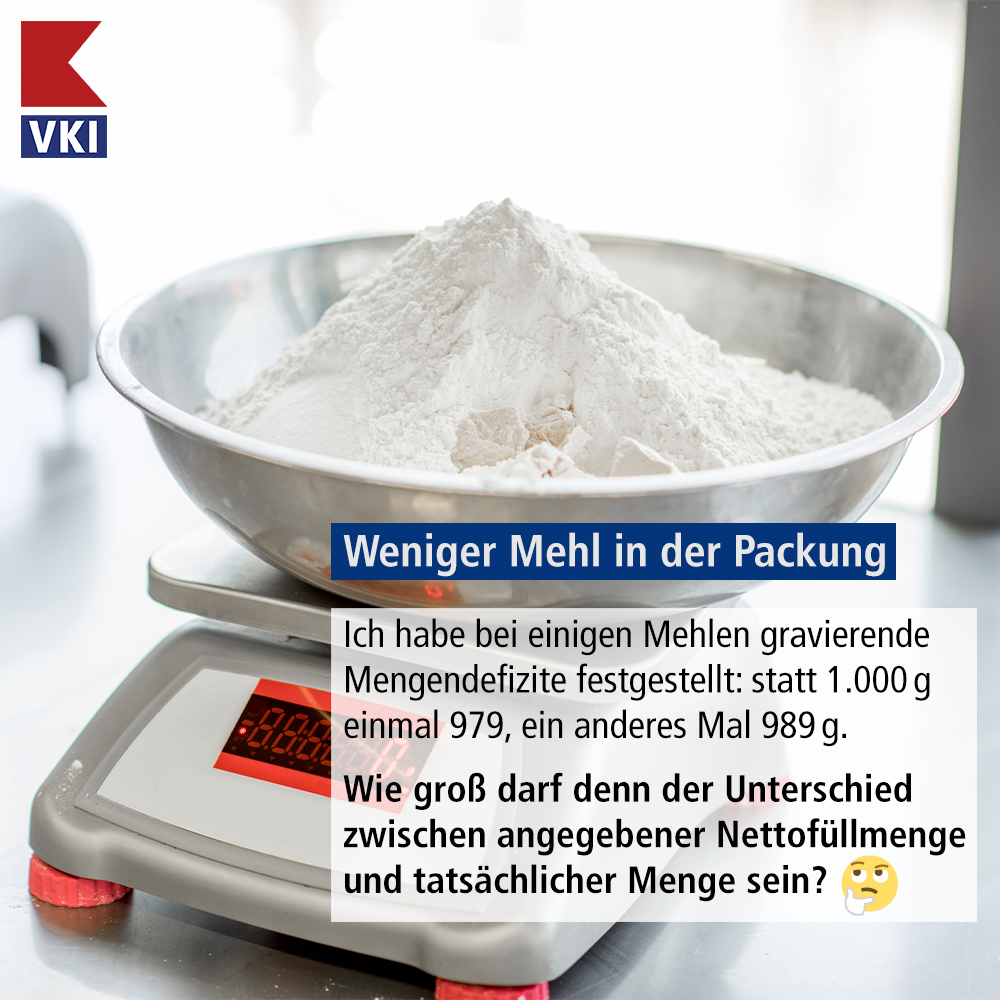 ⚖️ Lebensmittel dieser Packungsgröße unterliegen der Fertigpackungsverordnung. Demnach muss eine Produktionscharge von 1 kg Mehl im Mittel auch 1 kg Mehl enthalten. Abweichungen sind aber gesetzlich e