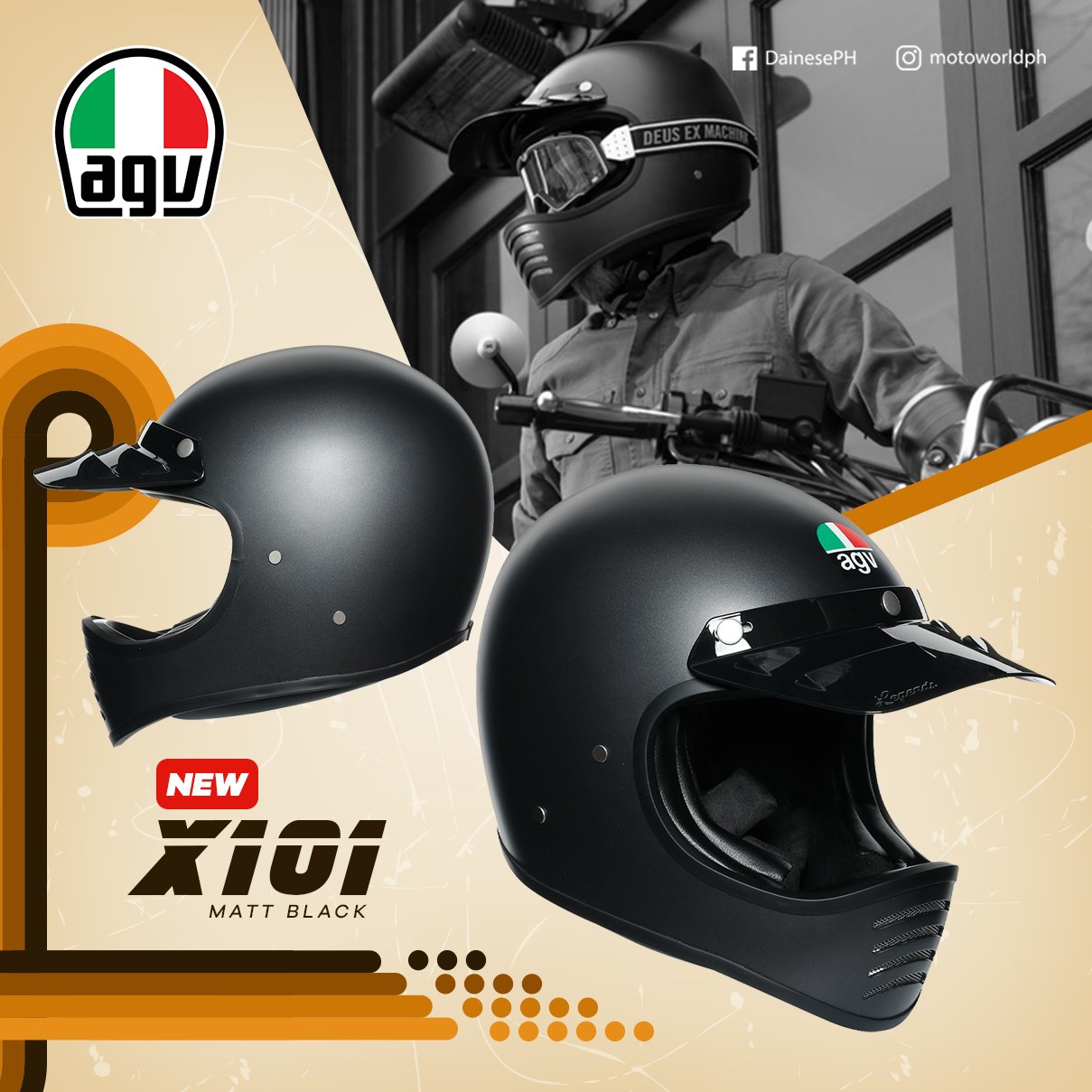 NEW] AGV X101 Helmet Made of a fiberglass shell with sued fabric 