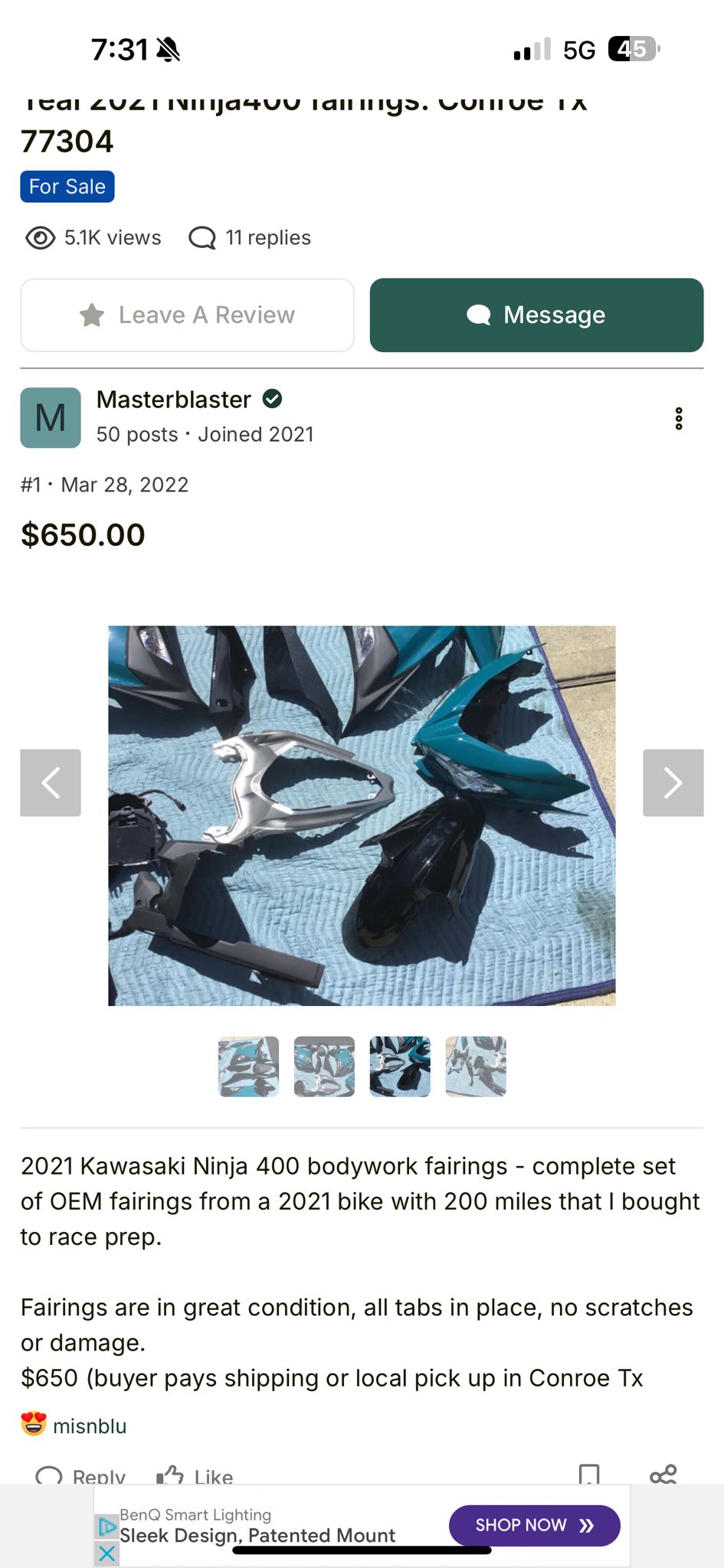 Kawasaki Ninja 400 fairings for sale