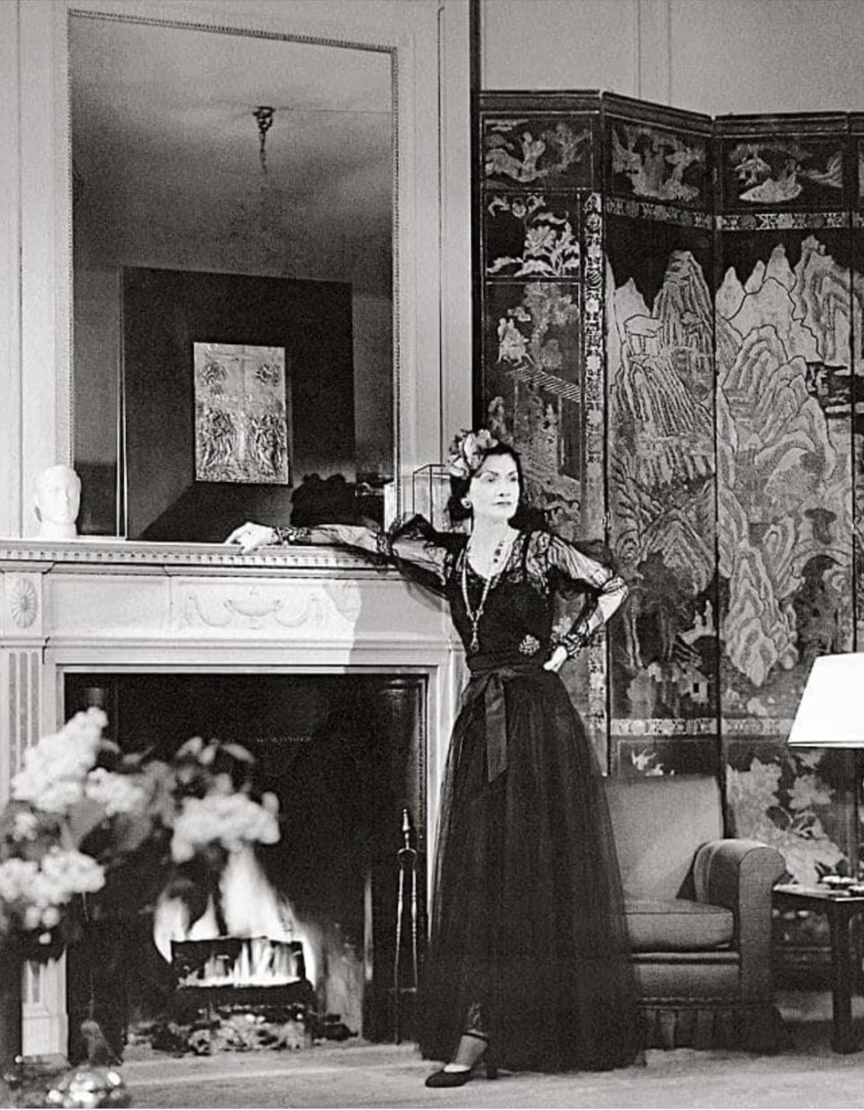 Coco Chanel in her Paris apartment