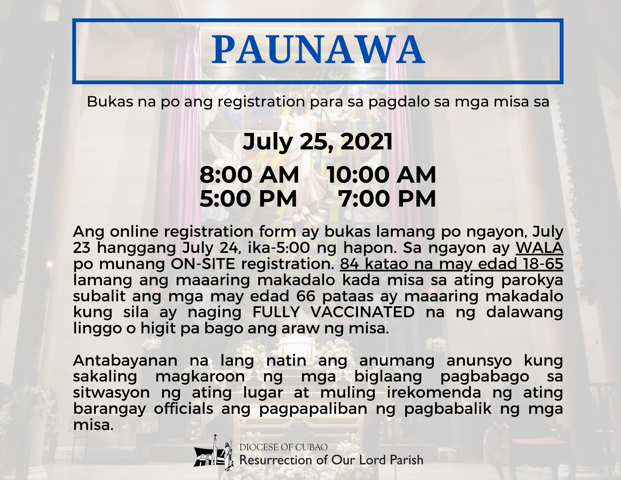 Resurrection of Our Lord Parish (ROLP) - Paltok - Mga kaparokya, bukas ...