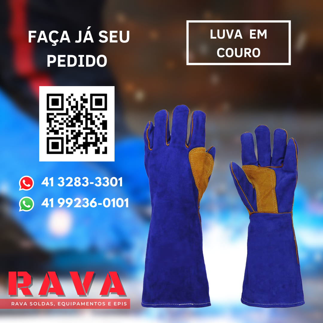 Rava Soldas - A Luva de raspa com forro para solda azul é...