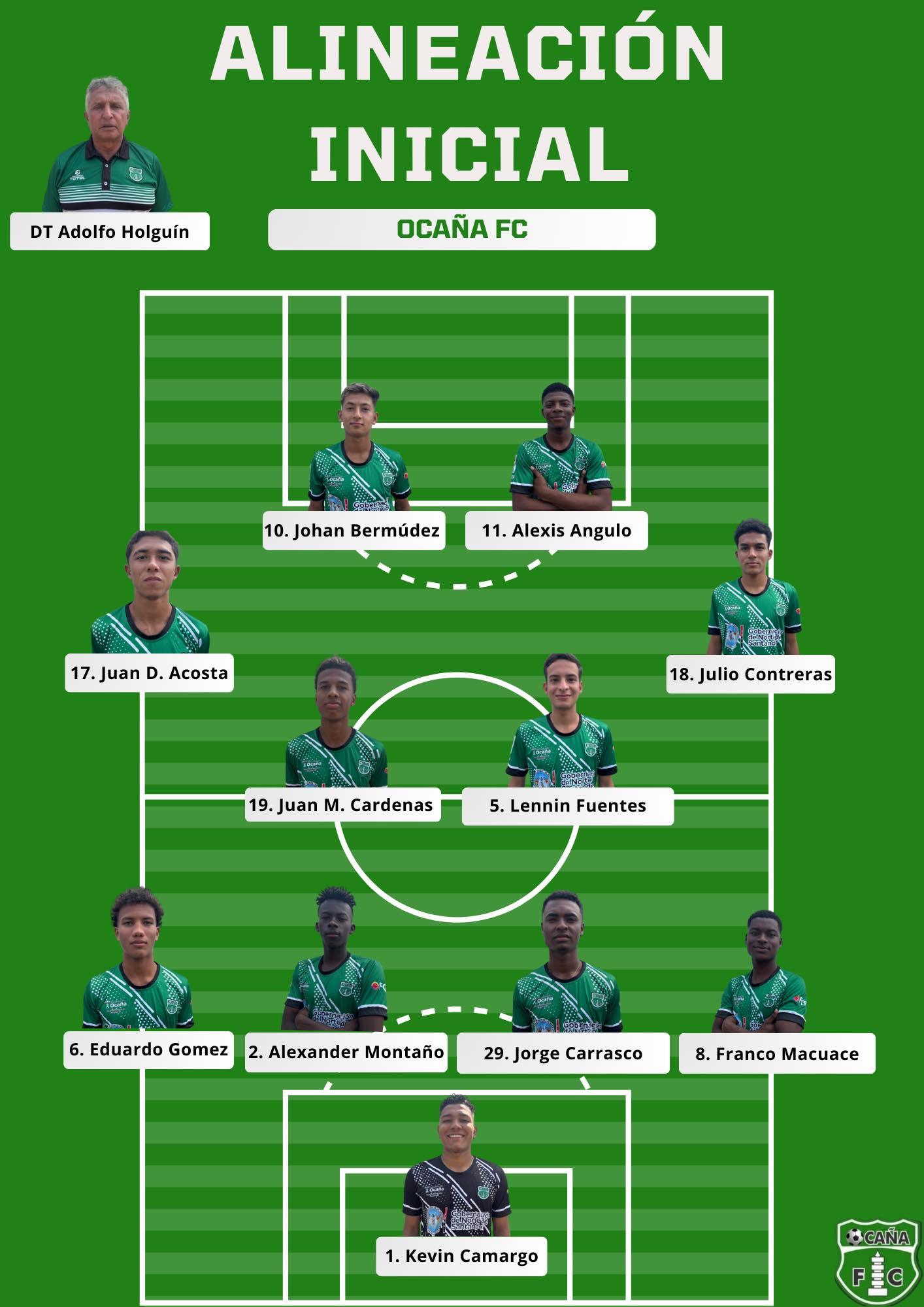 Ocaña - 📋 Alineación inicial Así saltan a la cancha nuestros muchachos ...