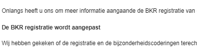 BKR coderingen slachtoffers