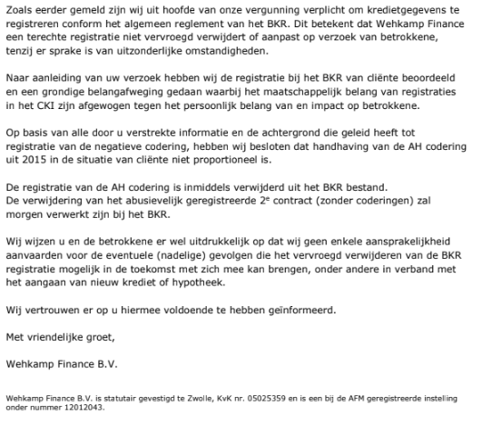 BKR coderingen slachtoffers
