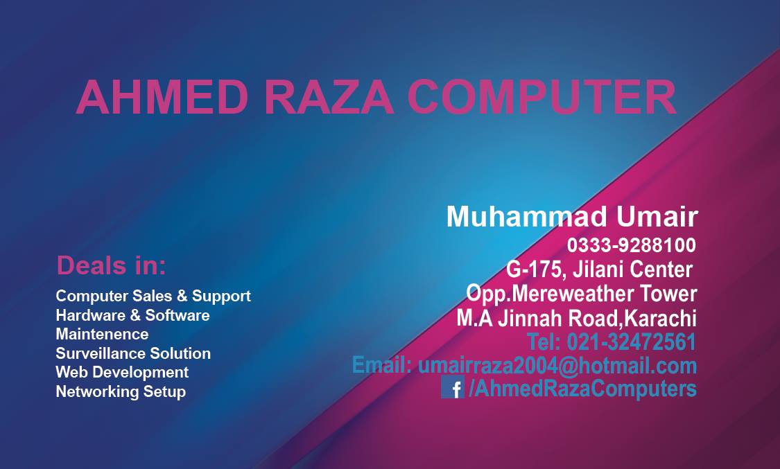 Ahmed Raza Computers | Karachi