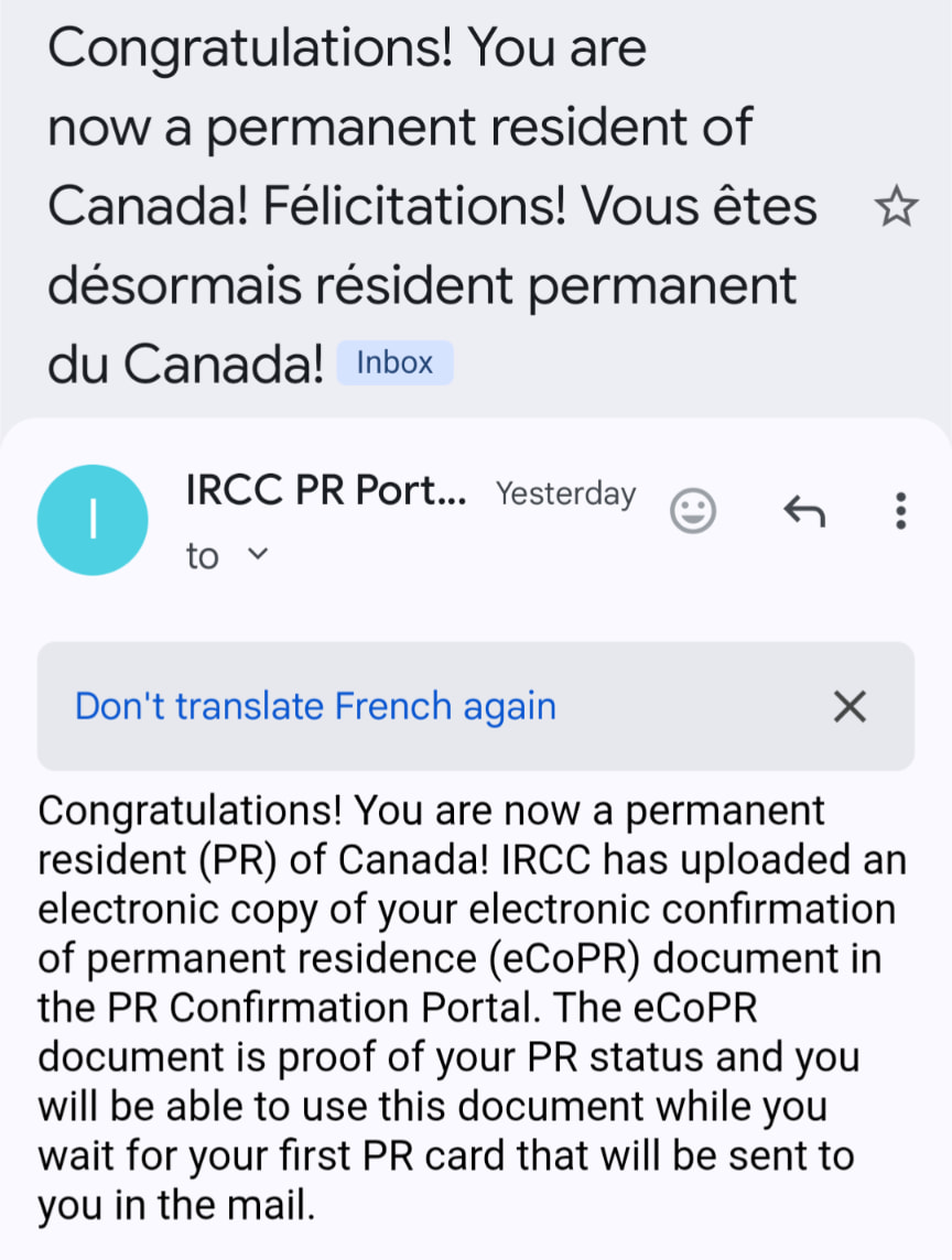 IRCC Online PR Portal Updates | I got this email last night | Facebook